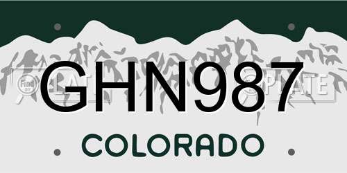 GHN987 Colorado License Plate