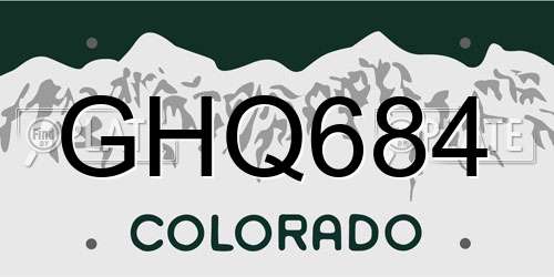 GHQ684 Colorado License Plate