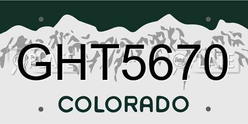 GHT5670 Colorado License Plate