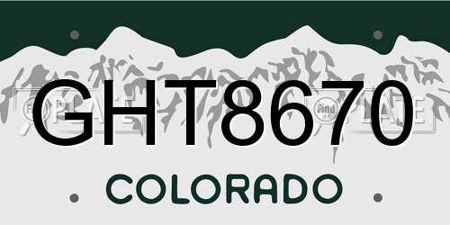 GHT8670 Colorado License Plate