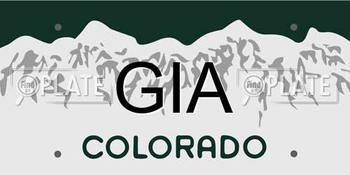 GIA Colorado License Plate