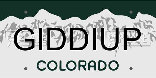 GIDDIUP Colorado License Plate