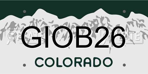 GIOB26 Colorado License Plate