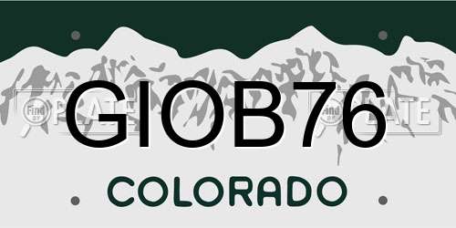 GIOB76 Colorado License Plate