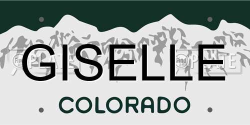 GISELLE Colorado License Plate