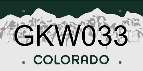 GKW033 Colorado License Plate