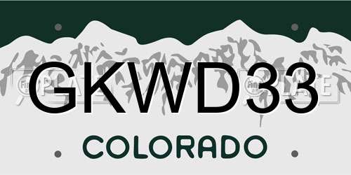 GKWD33 Colorado License Plate