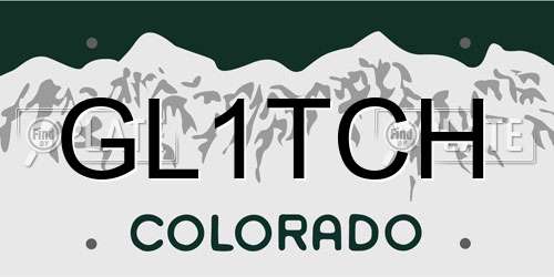 GL1TCH Colorado License Plate