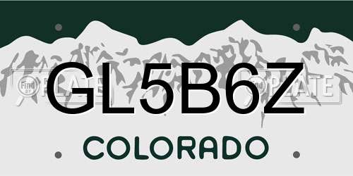 GL5B6Z Colorado License Plate