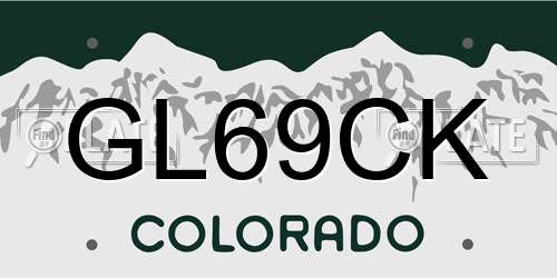 GL69CK Colorado License Plate