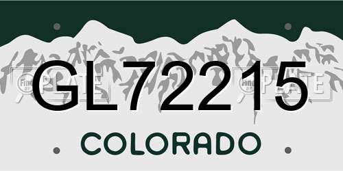 GL72215 Colorado License Plate