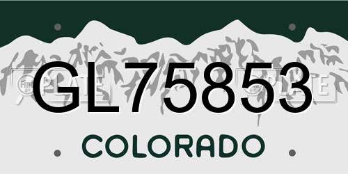 GL75853 Colorado License Plate