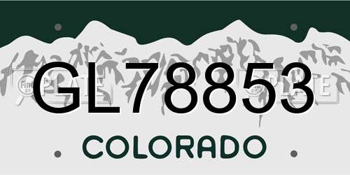 GL78853 Colorado License Plate