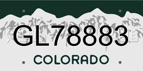 GL78883 Colorado License Plate