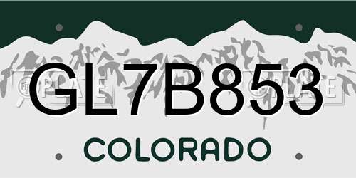 GL7B853 Colorado License Plate