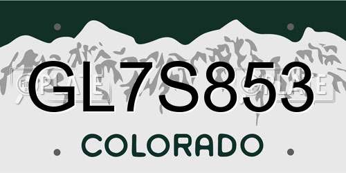 GL7S853 Colorado License Plate