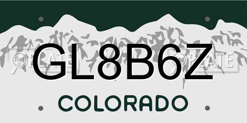 GL8B6Z Colorado License Plate