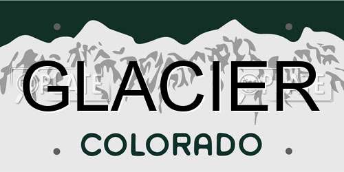 GLACIER Colorado License Plate