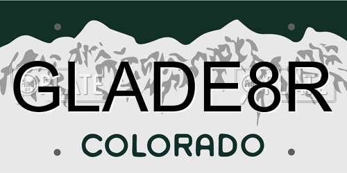 GLADE8R Colorado License Plate
