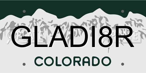 GLADI8R Colorado License Plate