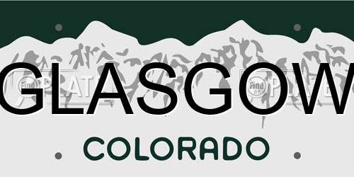 GLASGOW Colorado License Plate