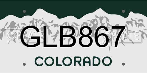 GLB867 Colorado License Plate
