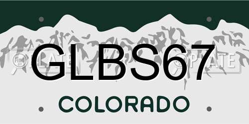 GLBS67 Colorado License Plate