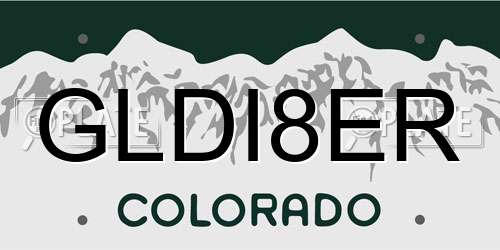GLDI8ER Colorado License Plate