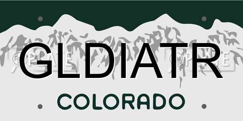 GLDIATR Colorado License Plate