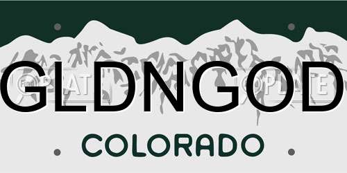 GLDNGOD Colorado License Plate