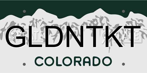 GLDNTKT Colorado License Plate