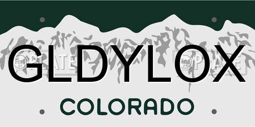 GLDYLOX Colorado License Plate