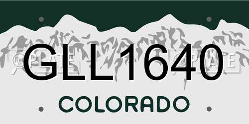 GLL1640 Colorado License Plate