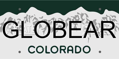 GLOBEAR Colorado License Plate