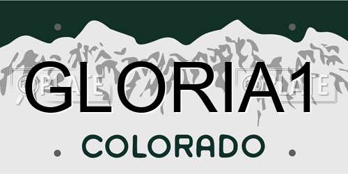 GLORIA1 Colorado License Plate