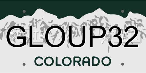 GLOUP32 Colorado License Plate