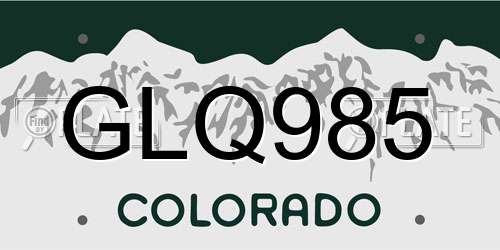 GLQ985 Colorado License Plate