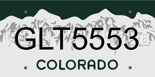 GLT5553 Colorado License Plate