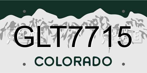 GLT7715 Colorado License Plate