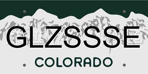 GLZSSSE Colorado License Plate