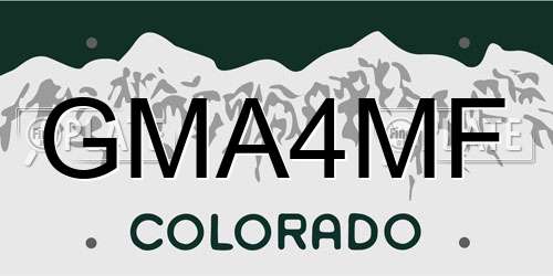 GMA4MF Colorado License Plate