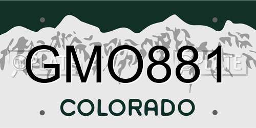 GMO881 Colorado License Plate