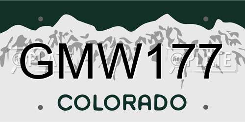 GMW177 Colorado License Plate