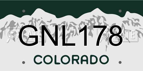 GNL178 Colorado License Plate