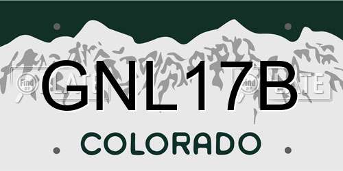 GNL17B Colorado License Plate