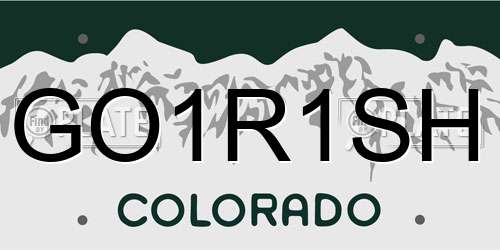 GO1R1SH Colorado License Plate