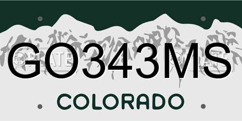 GO343MS Colorado License Plate