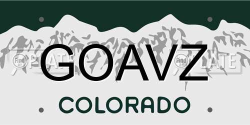 GOAVZ Colorado License Plate