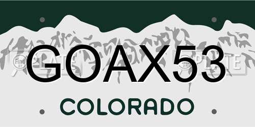GOAX53 Colorado License Plate