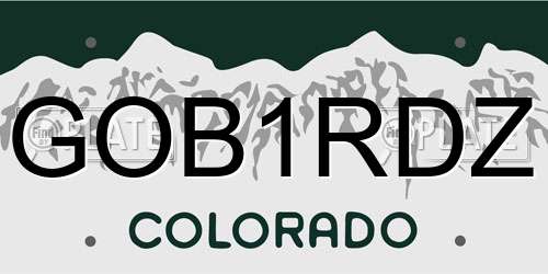 GOB1RDZ Colorado License Plate